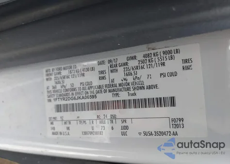 2018 Ford Transit из США, поврежденный, VIN 1FTYR2DD6JKA06595